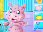 Baby Hippo Bath Time - Pet Care Online Girls Games on NaptechGames.com