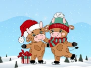 Cute Christmas Bull Difference Online Puzzle Games on NaptechGames.com